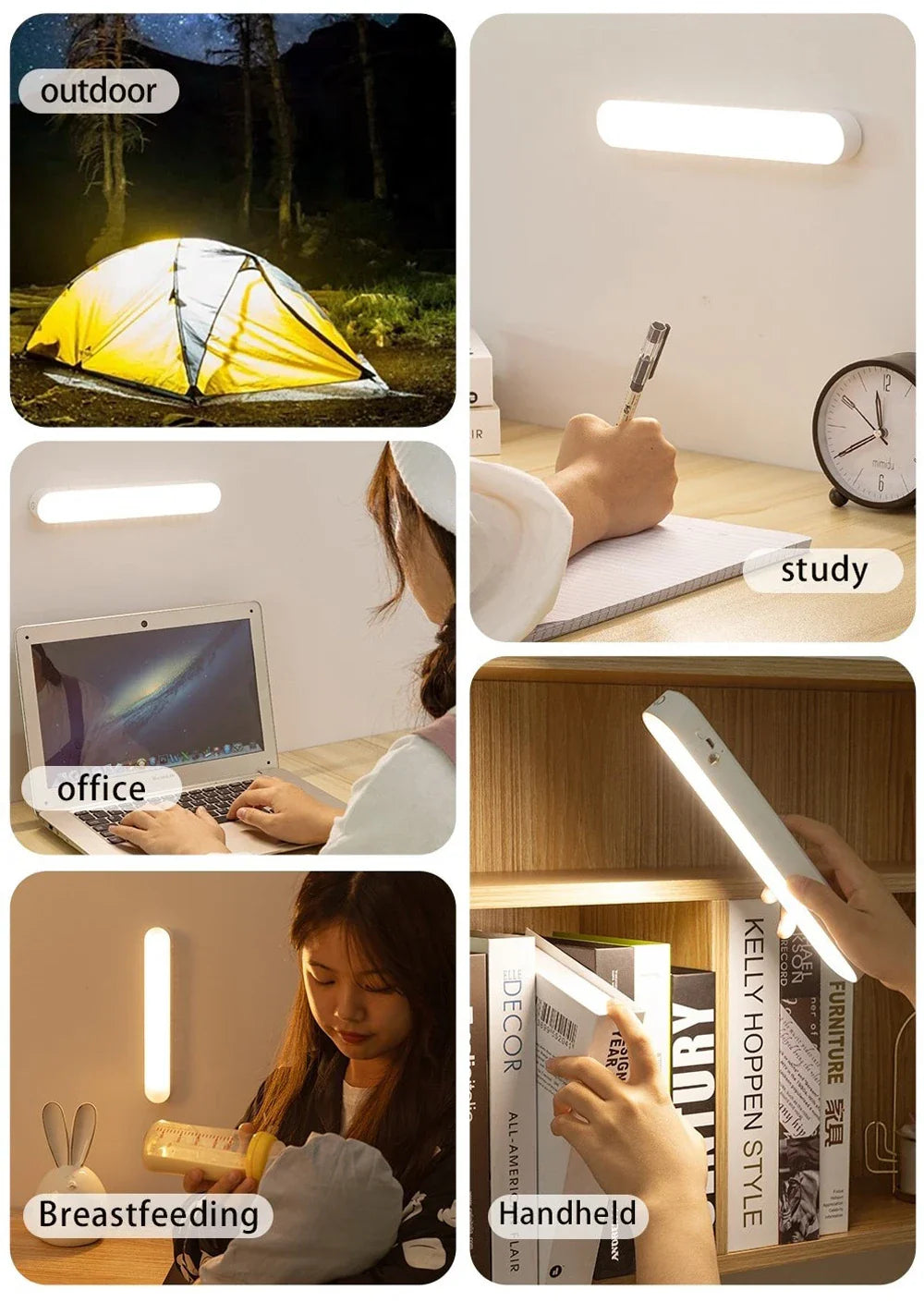 USB wiederaufladbare LED Schreibtischlampe – Magnetisches Dimm-Nachtlicht mit Augenschutz für Büro, Studium und Schlafzimmer, Fernbedienung, 3 Farbtemperaturen