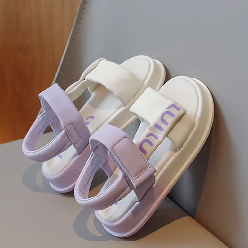 Mädchen Candy Farbe Sommer Sandalen Kleine Prinzessin Offene Zehen Strand Sandalen Baby Weiche Dicke Sohle Schuhe
