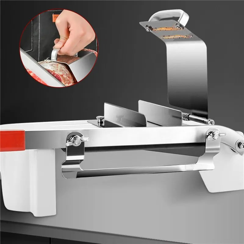 Manueller edelstahl gefrorener Fleischschneider - Küchenlebensmittel Schneidemaschine mit automatischer Fleischausgabe und rutschfestem Griff