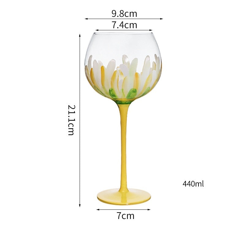 Handgemalte Blumen-Glas-Stielwaren