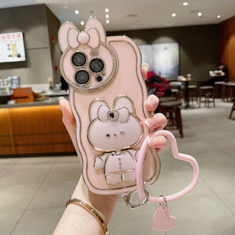 3D Bunny Korean Style Spiegel iPhone Hülle