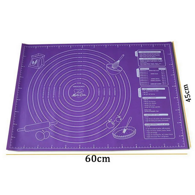 Silikonpad Backmatte: 60/50/40cm Blatt zum Kneten von Teig - Antihaft-Küchenwerkzeug zum Ausrollen von Pizza und großem Teig