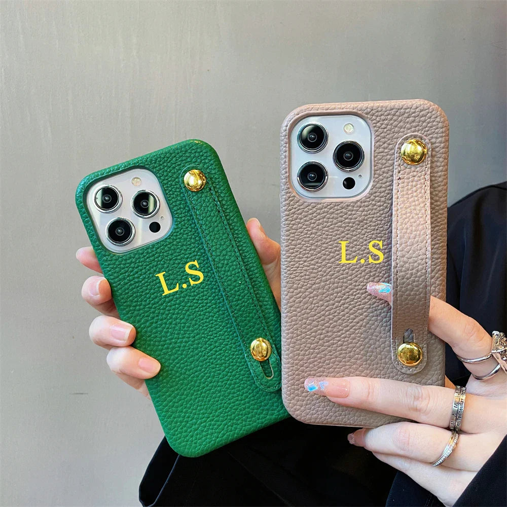 Personalisierte Namensarmband Leder Handyhülle für iPhone Cover