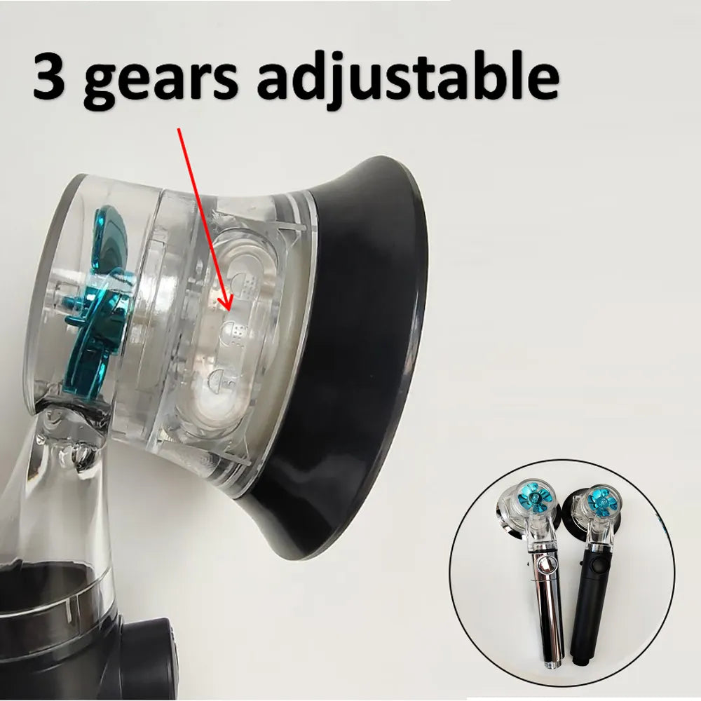 Hochdruck-Turbopropeller-Duschkopf mit Temperaturanzeige und wassersparendem Stoppknopf - Handheld-Badezimmer-Duschkopf