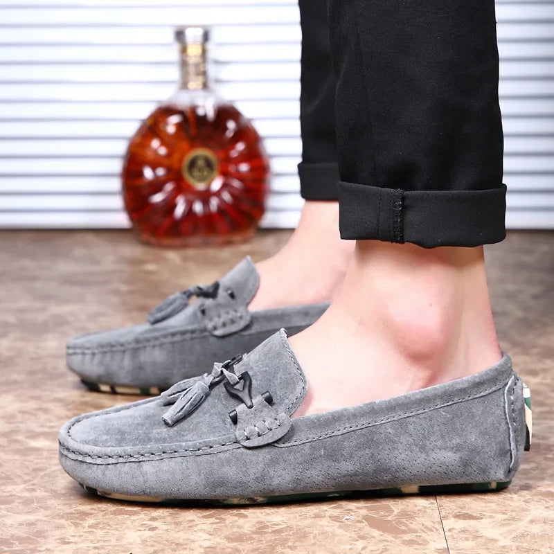 Quasten Loafer Herren Wildleder Luxus Schuhe Freizeit Slip-On Mokassin Fahren