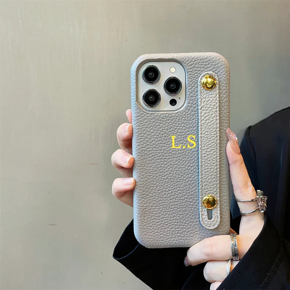 Personalisierte Namensarmband Leder Handyhülle für iPhone Cover