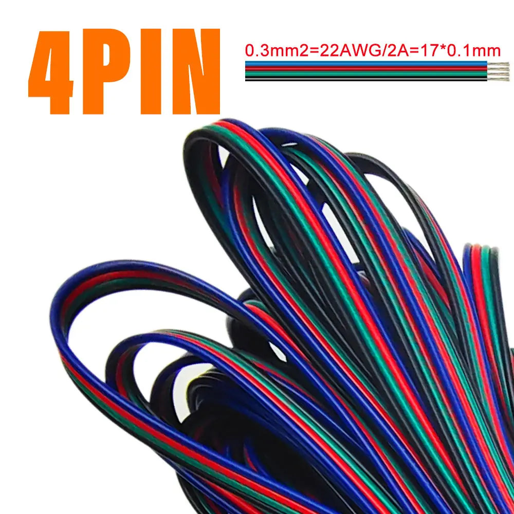 2Pin zu 6Pin LED Verlängerungskabel – 1-10m Flexibles Elektrisches Kabel für WS2812B, WS2811, SK6812, 5050 RGBW LED Streifenlicht (22AWG, 20AWG, 18AWG)