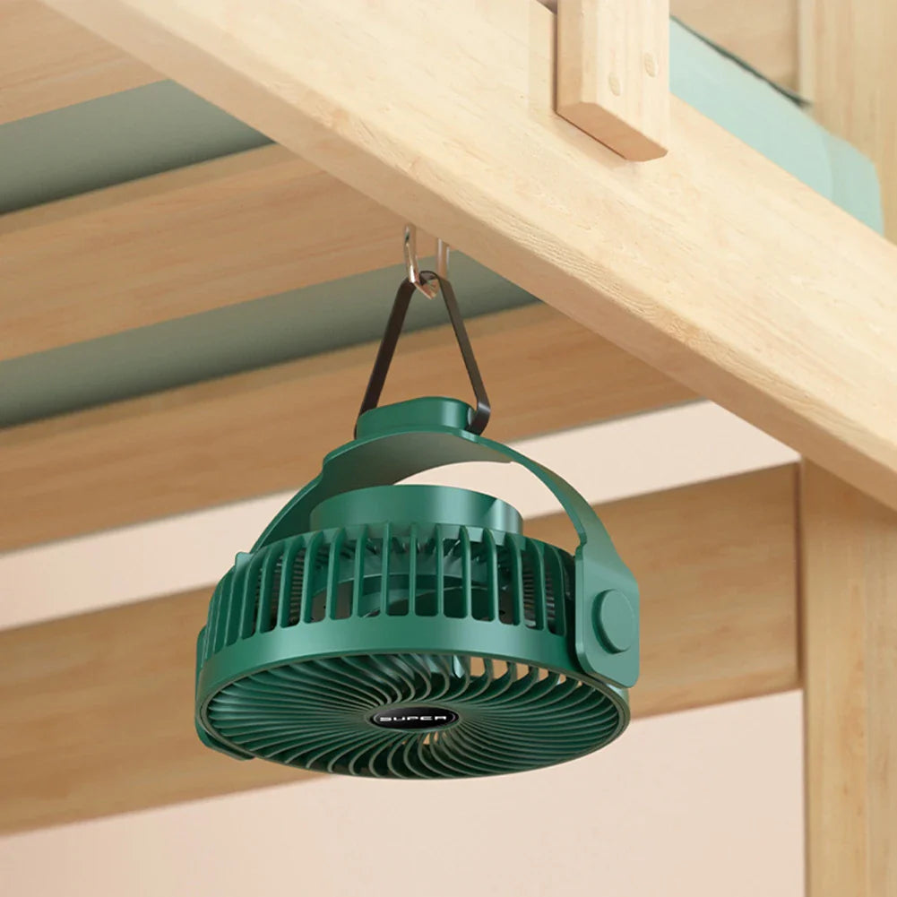 USB wiederaufladbarer Mini Ventilator 360 Rotation 3 Gänge Deckenventilator Tischventilator tragbarer Häng ventlator für Camping Zelt Outdoor Zuhause