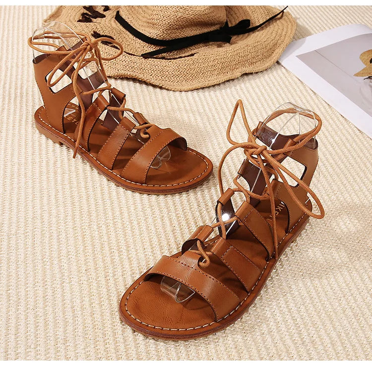 Sommer Damen Oberbekleidung Sandalen römischer Stil Schuhe Damen lässige Ballerinas Bindungsdesign Walking und Arbeitskleidung