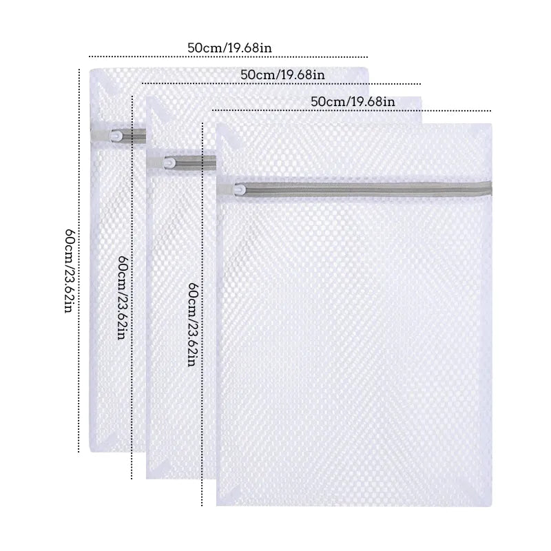 3-teilige Reißverschluss-Mesh-Wäschebeutel-Set - Durable Polyester Grobnetz-Waschbeutel für Waschmaschinen, Ideal für Delikates und BHs