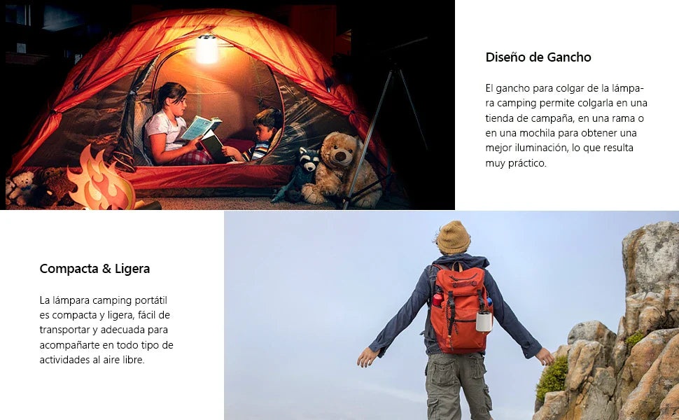 Camping-Taschenlampe - 3000K Warmweiß wasserdichtes Notlicht
