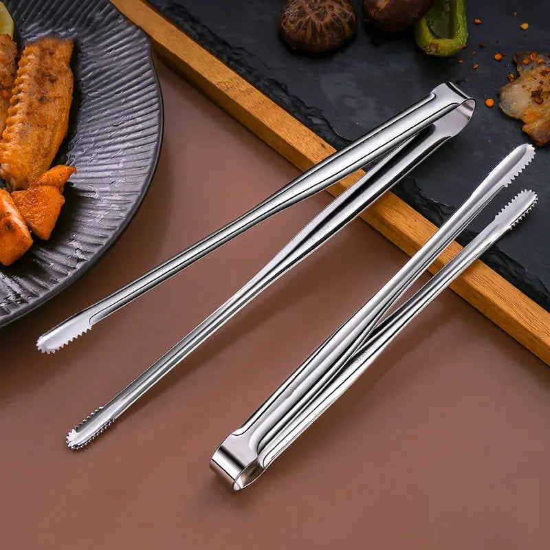 Edelstahl Grillzange – Rutschfester Lebensmittelclip, BBQ Steak, Brotzange, Kochutensilien, Küchen Gadgets für Partys