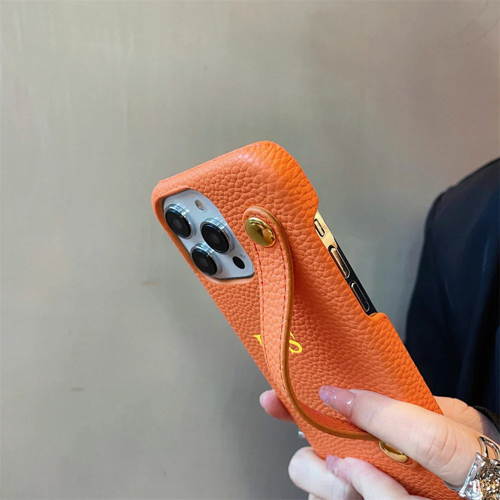 Personalisierte Namensarmband Leder Handyhülle für iPhone Cover