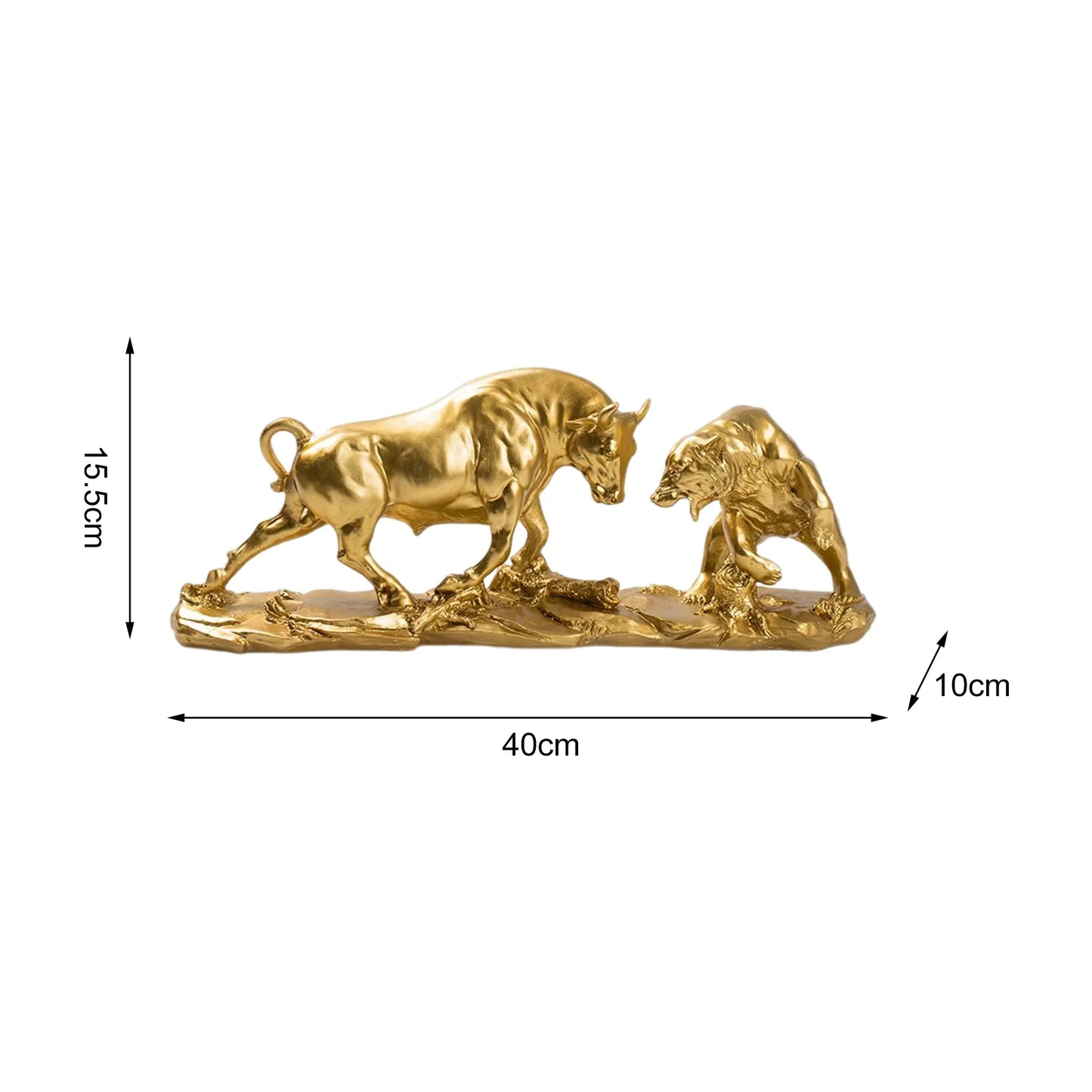 Exquisite Sammlung von Bären- und Stierfiguren aus Harz – Ornament und Skulptur für die Dekoration von Schreibtisch, Regal und Bücherregal.