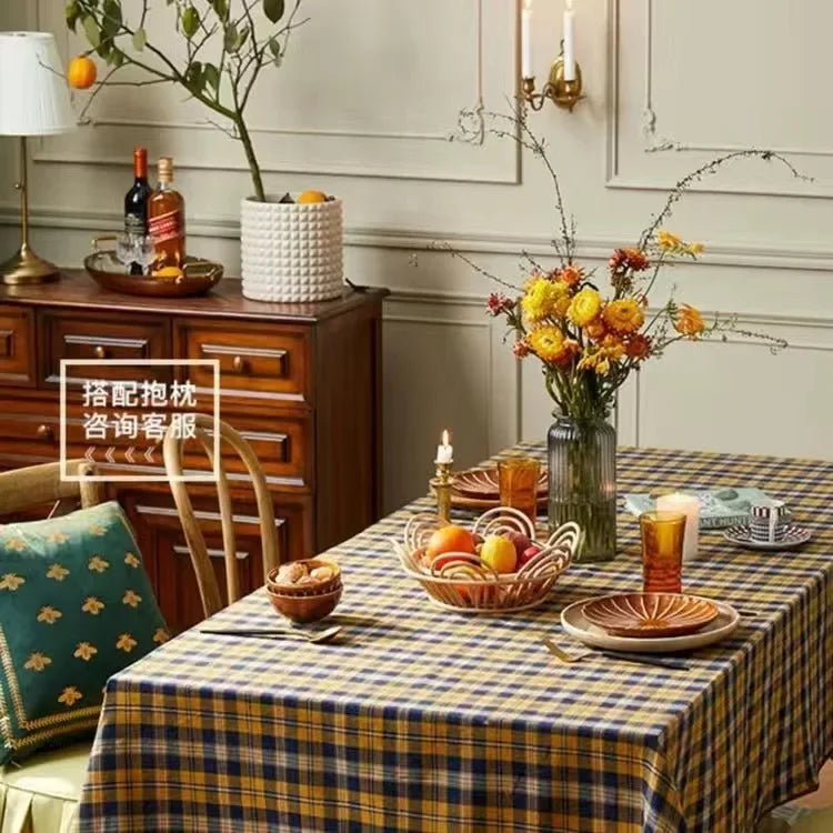 Rechteckige Karierte Tischdecke Weihnachten Neujahr Feiertag Zuhause Esstischdecke Picknicktuch Runde Tischdecke Nappe Sirene