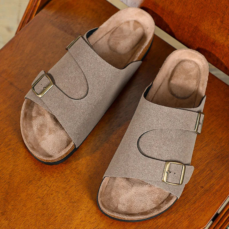 Trends Herren Hausschuhe Leder Außen Sandalen Weiche Sohle Strand Hausschuhe Lässige Slipper Schuhe Paar Outdoor Sommer