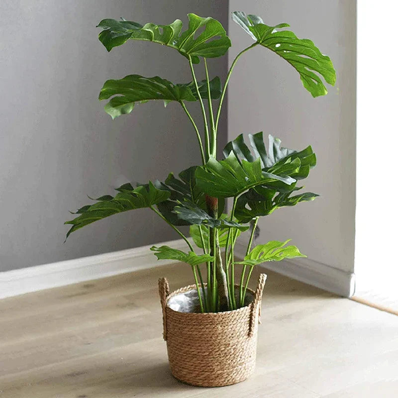 Skandinavischer Extra Large Strohtopf Meeresalgen Aufbewahrungskorb Topfpflanze Blumenkorb Handgewebter Boden Innenblumentopf
