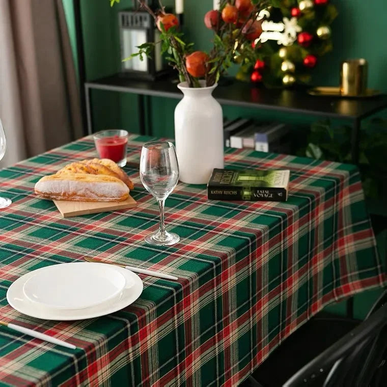 Rechteckige Karierte Tischdecke Weihnachten Neujahr Feiertag Zuhause Esstischdecke Picknicktuch Runde Tischdecke Nappe Sirene