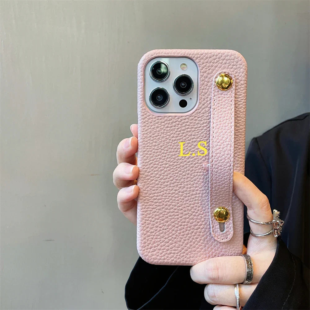 Personalisierte Namensarmband Leder Handyhülle für iPhone Cover
