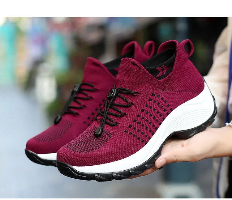 Sneakers Damen Orthopädische Sneakers Damen Plattform Weiß Schwarz Rot Sportschuhe Damen Freizeitschuhe