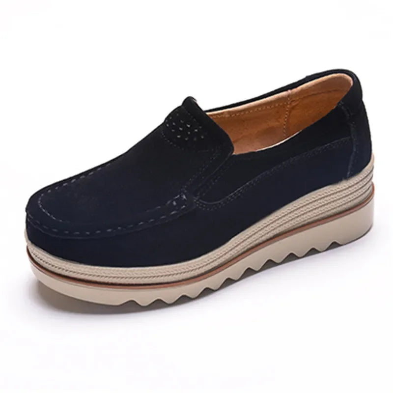 Frühling Frauen Flache Schuhe Plattform Sneaker Slip-On Flats Leder Wildleder Damen Slipper Freizeit Slipper