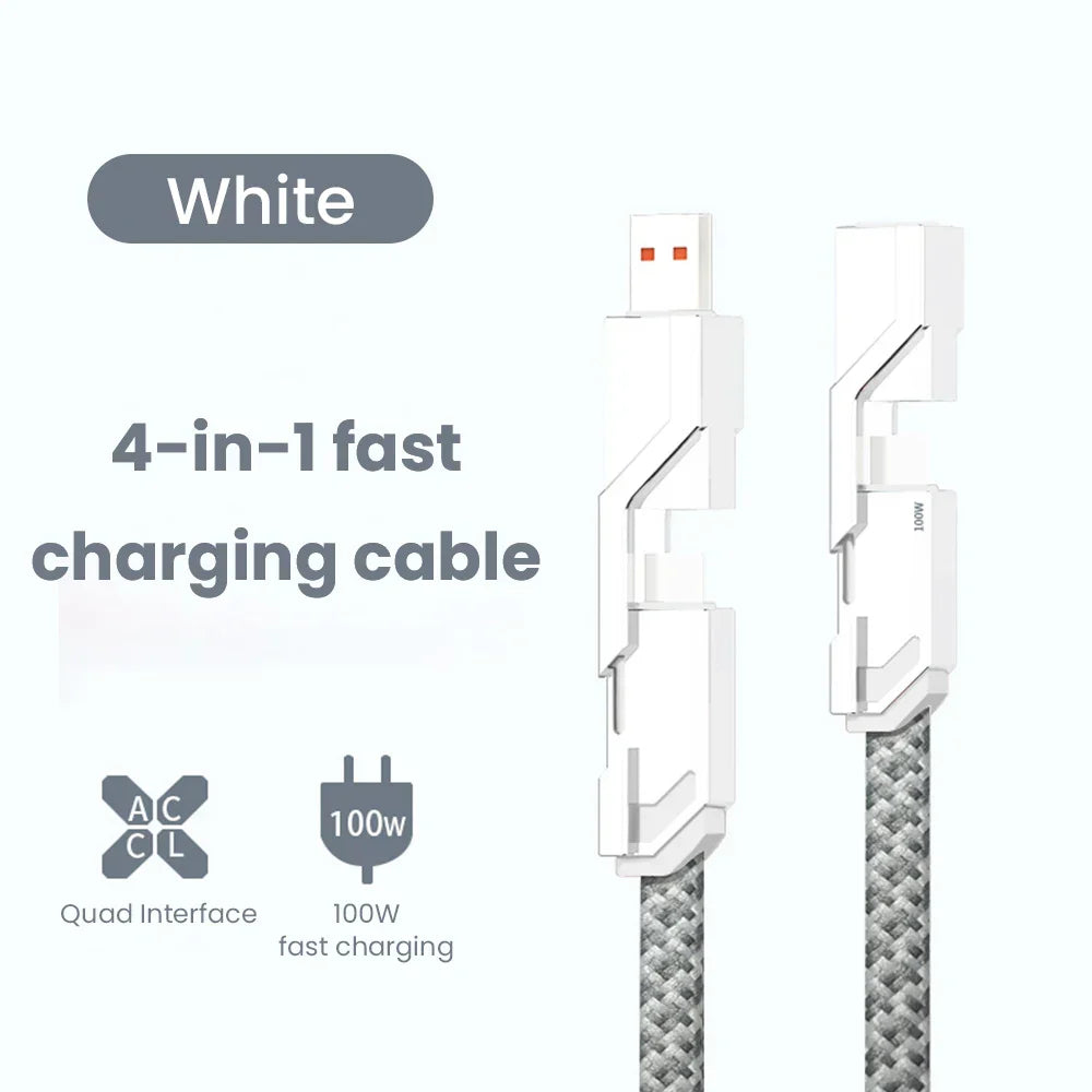 4-in-1 Das Kabel Schnellladegerät für iPhone Serie und Samsung Serie