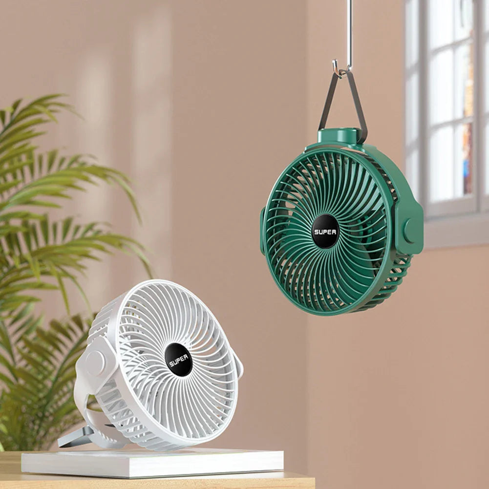 USB wiederaufladbarer Mini Ventilator 360 Rotation 3 Gänge Deckenventilator Tischventilator tragbarer Häng ventlator für Camping Zelt Outdoor Zuhause
