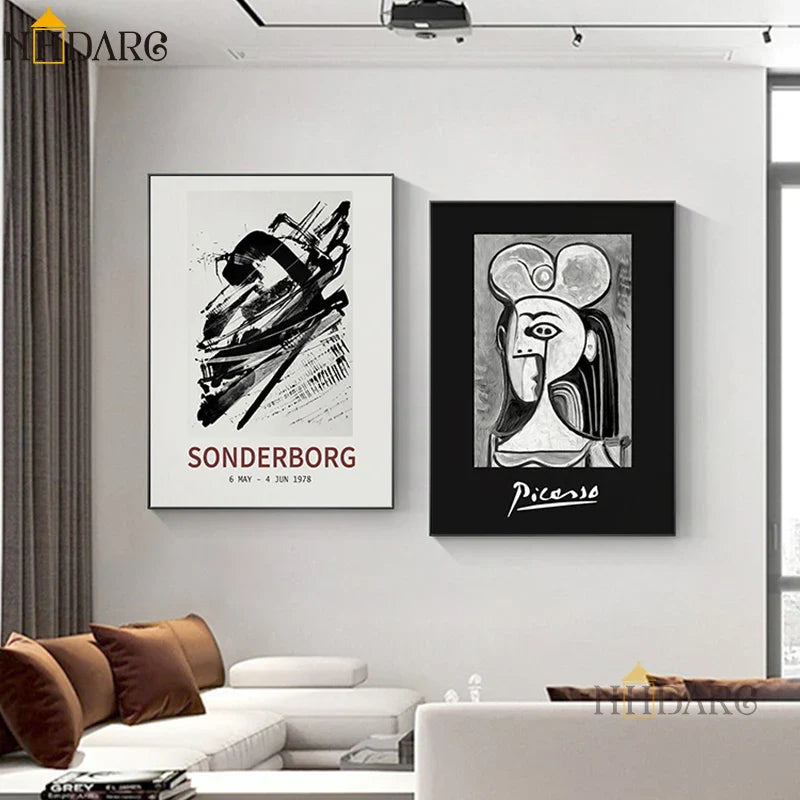 Mittelalterliche Retro-Stil Kollektion Schwarz Weiß Künstler Werke Leinwanddruck Malerei Poster Bild Wandkunst Wohnzimmer Wohnkultur