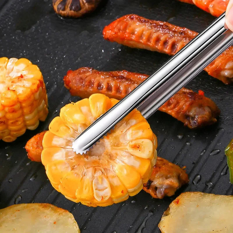 Edelstahl Grillzange – Rutschfester Lebensmittelclip, BBQ Steak, Brotzange, Kochutensilien, Küchen Gadgets für Partys