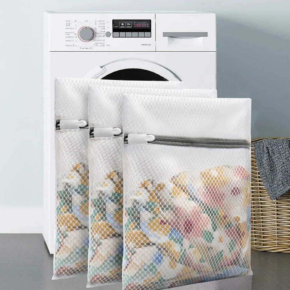 3-teilige Reißverschluss-Mesh-Wäschebeutel-Set - Durable Polyester Grobnetz-Waschbeutel für Waschmaschinen, Ideal für Delikates und BHs