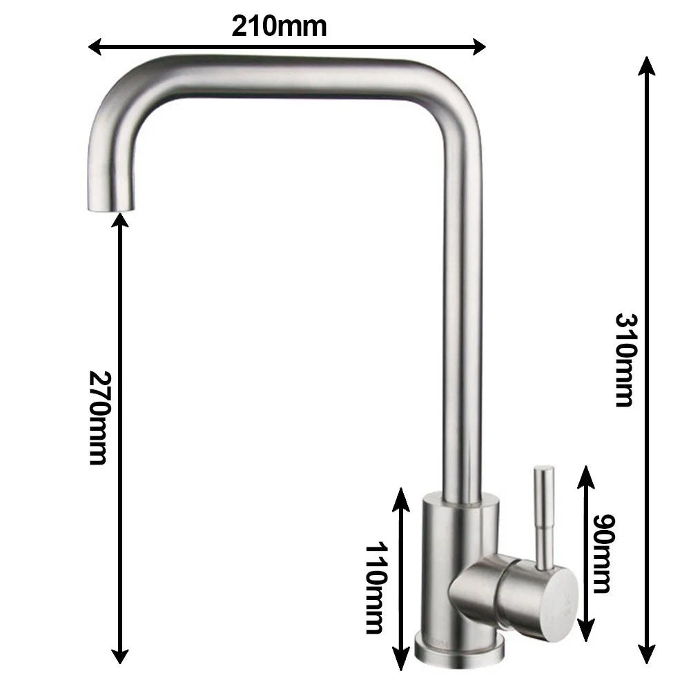 Wasserhahn aus Edelstahl – Hochwertiger, Rostfreier Wasserhahn mit Schwenkbarem Auslauf, Langlebig und Einfach zu Reinigen, Ideal für Moderne Küchen