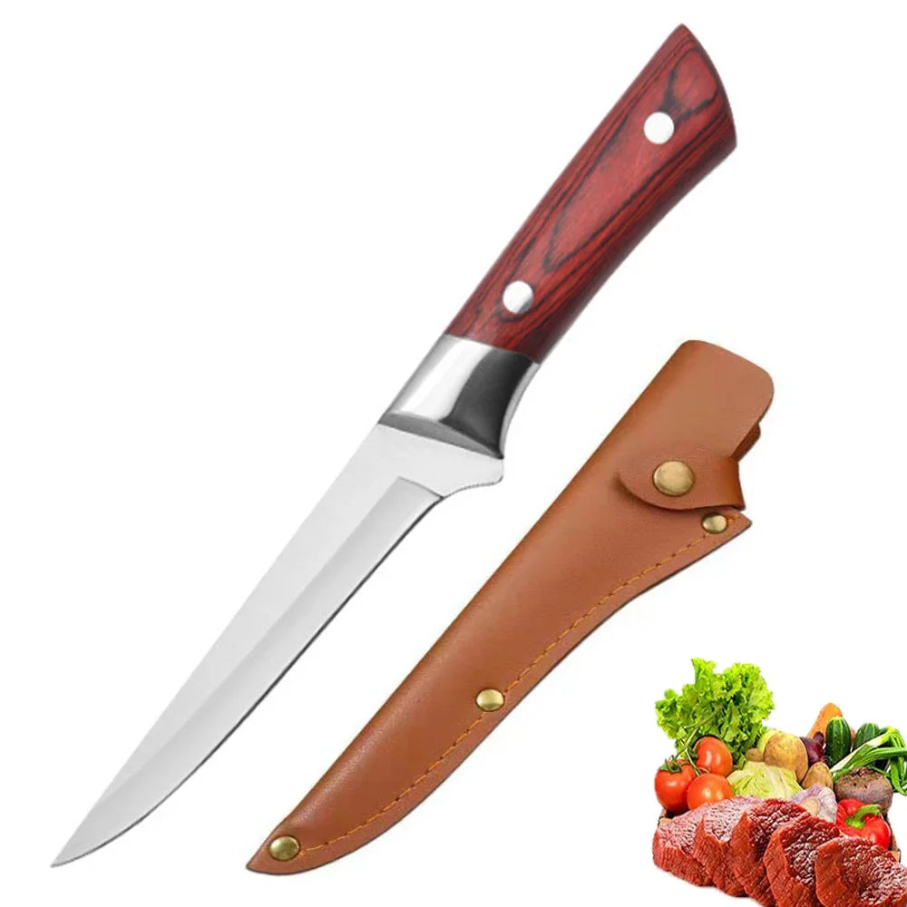 Edelstahl Ausbeinmesser – Küchen Obstpflücker, Fleisch, Schweinefleisch, Rindfleisch und Fischschneider mit Chefmesser und Abdeckung