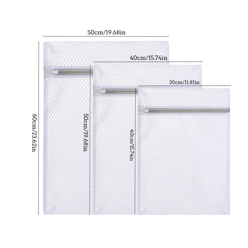 3-teilige Reißverschluss-Mesh-Wäschebeutel-Set - Durable Polyester Grobnetz-Waschbeutel für Waschmaschinen, Ideal für Delikates und BHs
