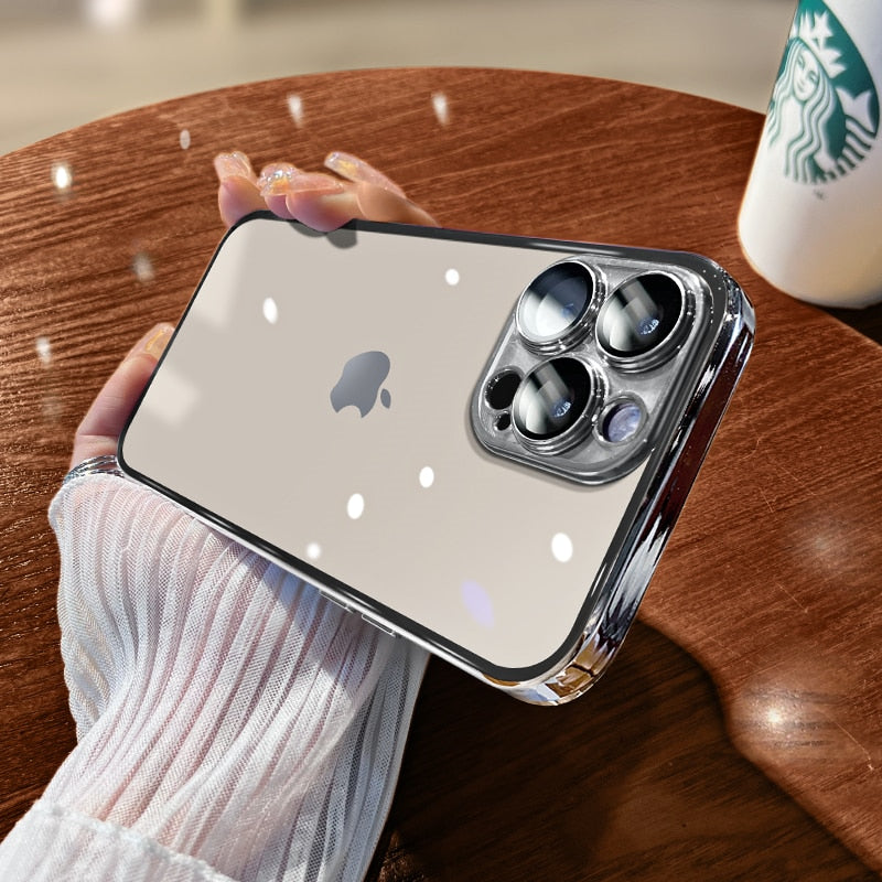 Luxus Stoßfeste Transparente Silikonhülle für Apple iPhone | Premium Beschichtung, Wasserabweisend & Kratzfestes Transparentes Glitter Design