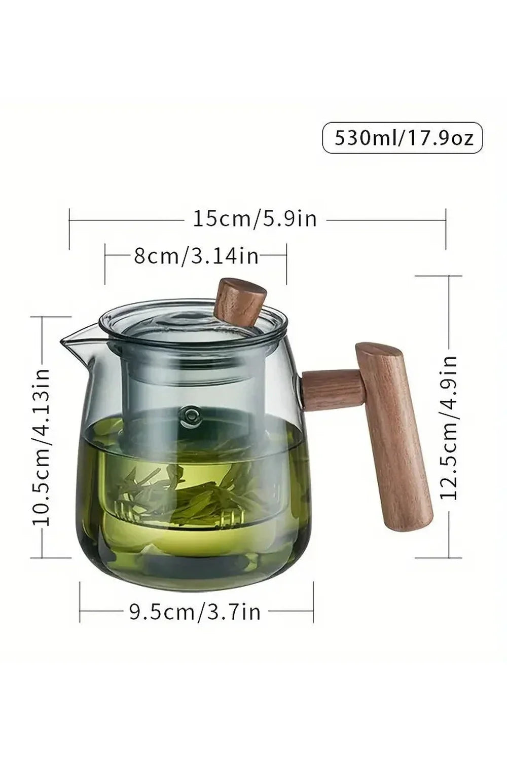 Holzgriff Glas Teekanne