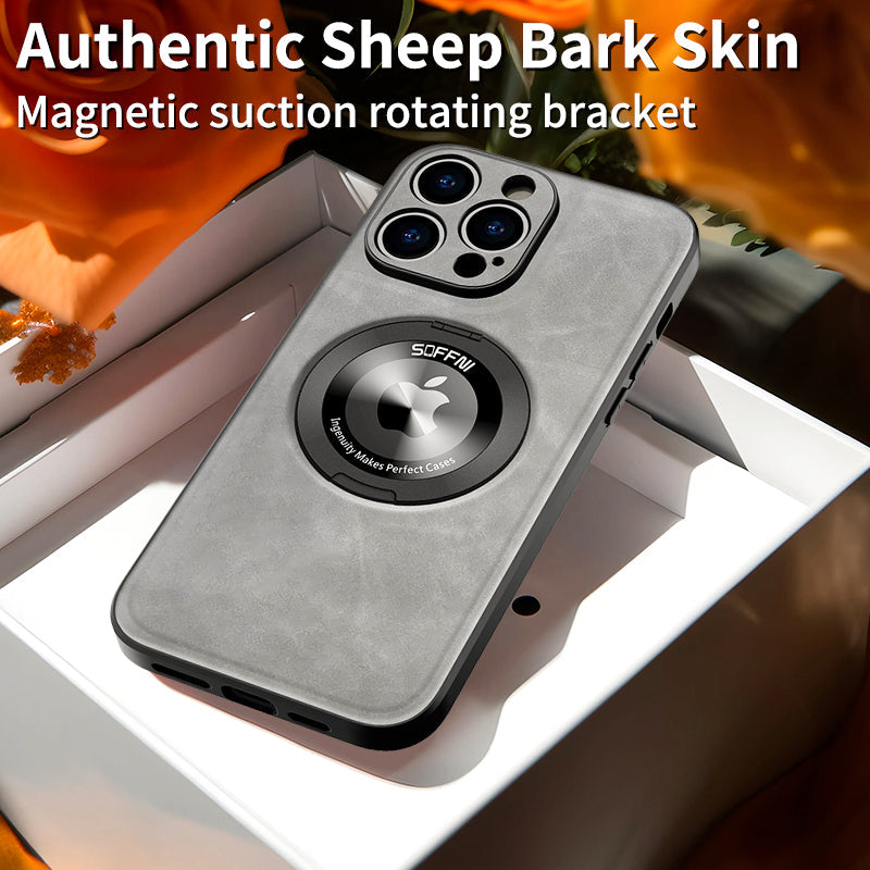Magsafe-Halter aus Schaffellleder mit drehbarer Halterung für das iPhone
