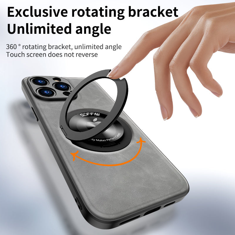 Magsafe-Halter aus Schaffellleder mit drehbarer Halterung für das iPhone
