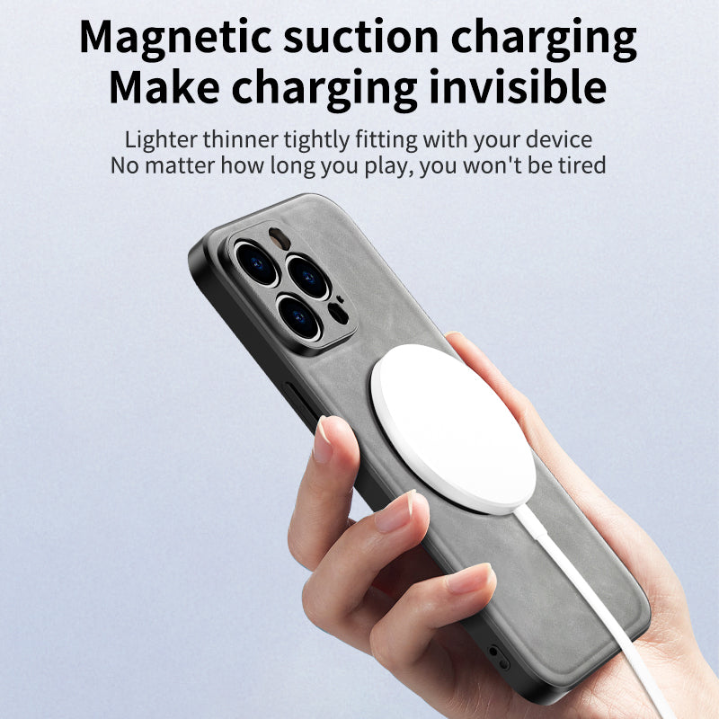Magsafe-Halter aus Schaffellleder mit drehbarer Halterung für das iPhone