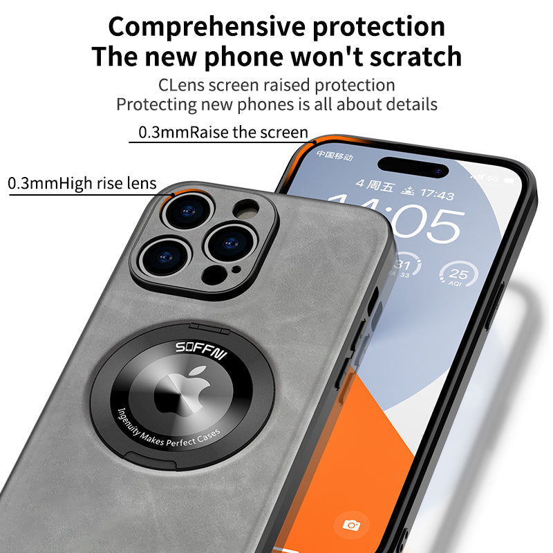 Magsafe-Halter aus Schaffellleder mit drehbarer Halterung für das iPhone