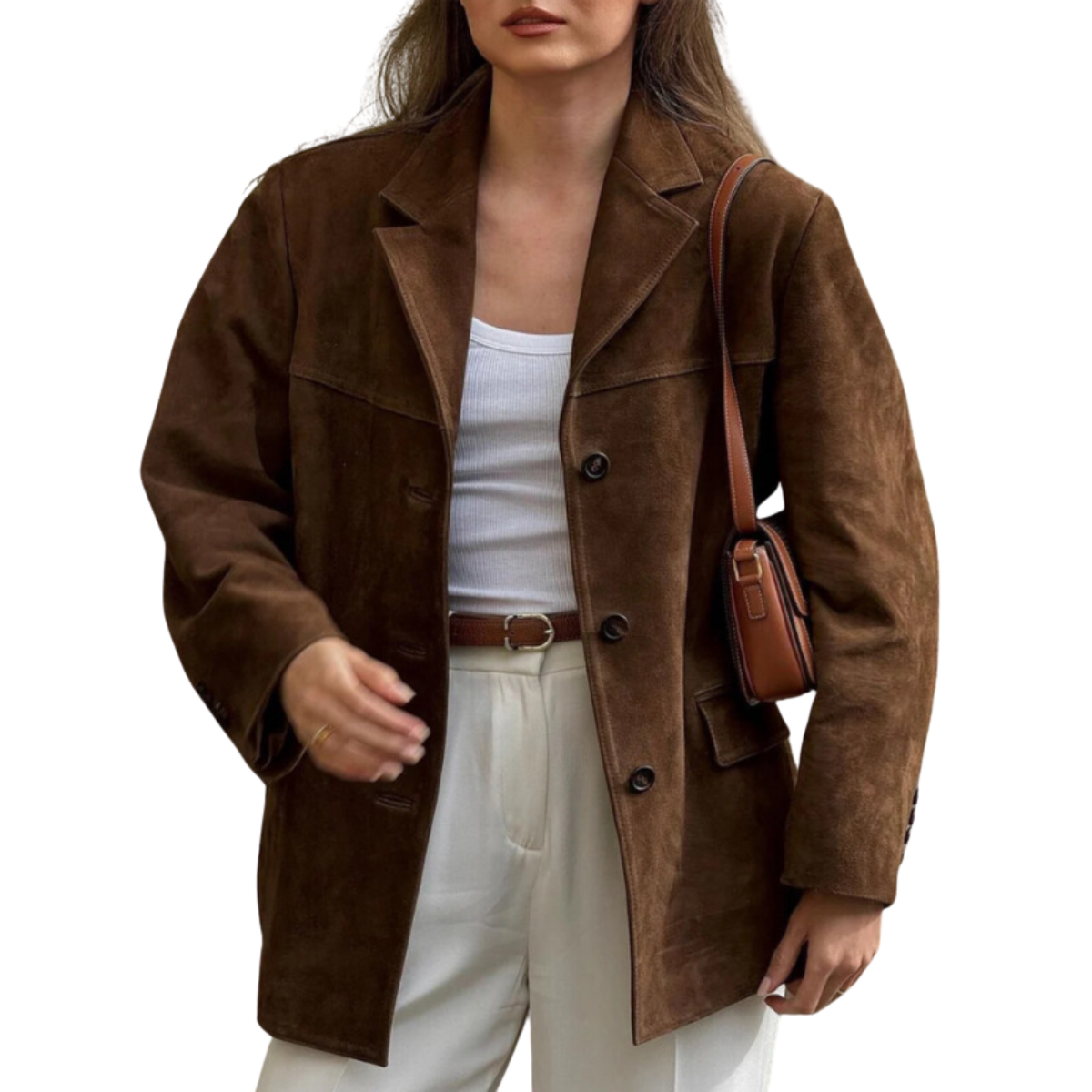 Braydon – Oversize Wildlederjacke mit Umlegekragen