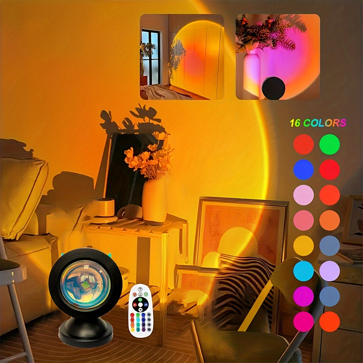 Sonnenuntergang Lampe mit Fernbedienung - 16 Farben RGB LED