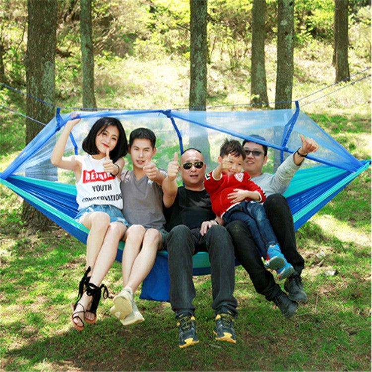 Sandsberg | Outdoor Mückennetz Hängematte Camping Ultraleicht Nylon Doppel Camping Luftzelt, Größe: 260 x 140 CM (Pink Himmelblau)