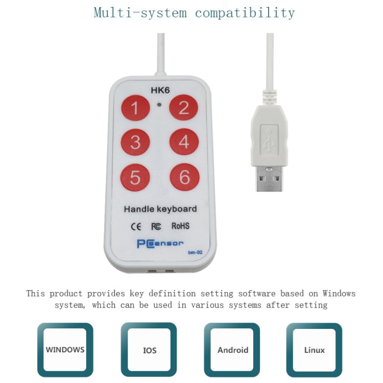 Sandsberg | HK-6 6 Tasten benutzerdefinierte PS-Shortcut-Tasten medizinische Ultraschall-Akquisition USB-Tastatur, Kabellänge: 2m