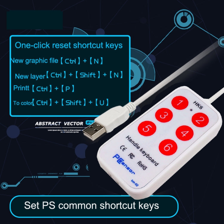Sandsberg | HK-6 6 Tasten benutzerdefinierte PS-Shortcut-Tasten medizinische Ultraschall-Akquisition USB-Tastatur, Kabellänge: 2m