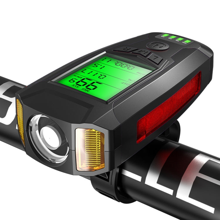 Sandsberg | Frontlicht (mit Nebelscheinwerfer) & Hupe & Geschwindigkeitsmesser Multifunktionales Fahrrad Mountainbike Scheinwerfer (Code Watch (Schwarz))