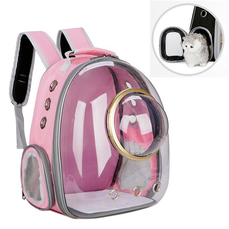 Sandsberg | Space Capsule Haustier Tasche Panoramadurchsichtig Katze Ausgehen Tragbarer Atmungsaktiver Rucksack mit Abdeckung (Rosa)