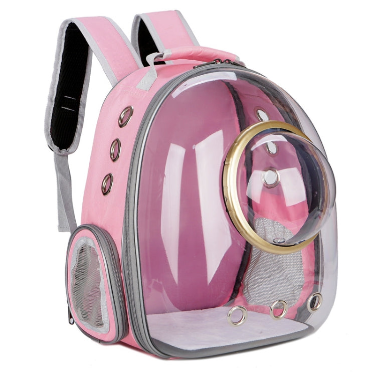 Sandsberg | Space Capsule Haustier Tasche Panoramadurchsichtig Katze Ausgehen Tragbarer Atmungsaktiver Rucksack mit Abdeckung (Rosa)