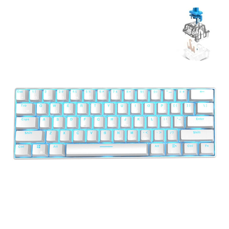 Sandsberg | RK61 61 Tasten Bluetooth / 2.4G Wireless / USB Kabelgebunden Drei Modi Tablet Mobile Gaming Mechanische Tastatur, Kabellänge: 1,5 m, Stil: Grüner Schaft (Weiß)