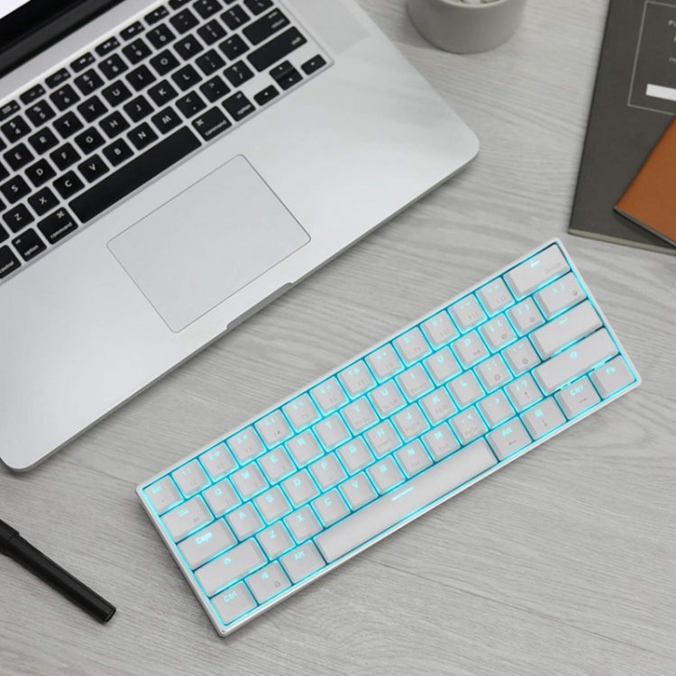 Sandsberg | RK61 61 Tasten Bluetooth / 2.4G Wireless / USB Kabelgebunden Drei Modi Tablet Mobile Gaming Mechanische Tastatur, Kabellänge: 1,5 m, Stil: Grüner Schaft (Weiß)