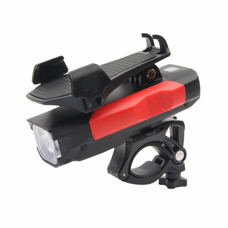 Sandsberg | 500LM Fahrradlicht Handyhalter Multifunktionales Fahrlicht mit Hupe 4000 mAh (Schwarz Rot)
